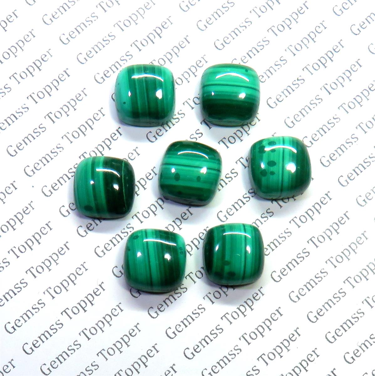 Malachite 10x10 mm Cushion Cabochon